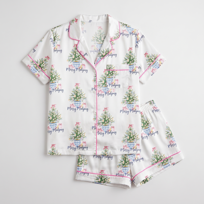 Merry Mahjong Women's Pajama Set - flat lay