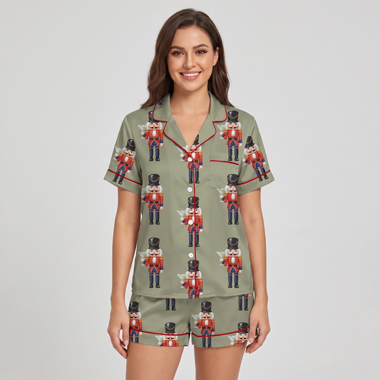 Nutcracker Parade Women's Pajama Set - short sleeve and shorts