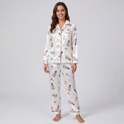 Watercolor Winter Trees Women's Pajama Set - long sleeve and pants