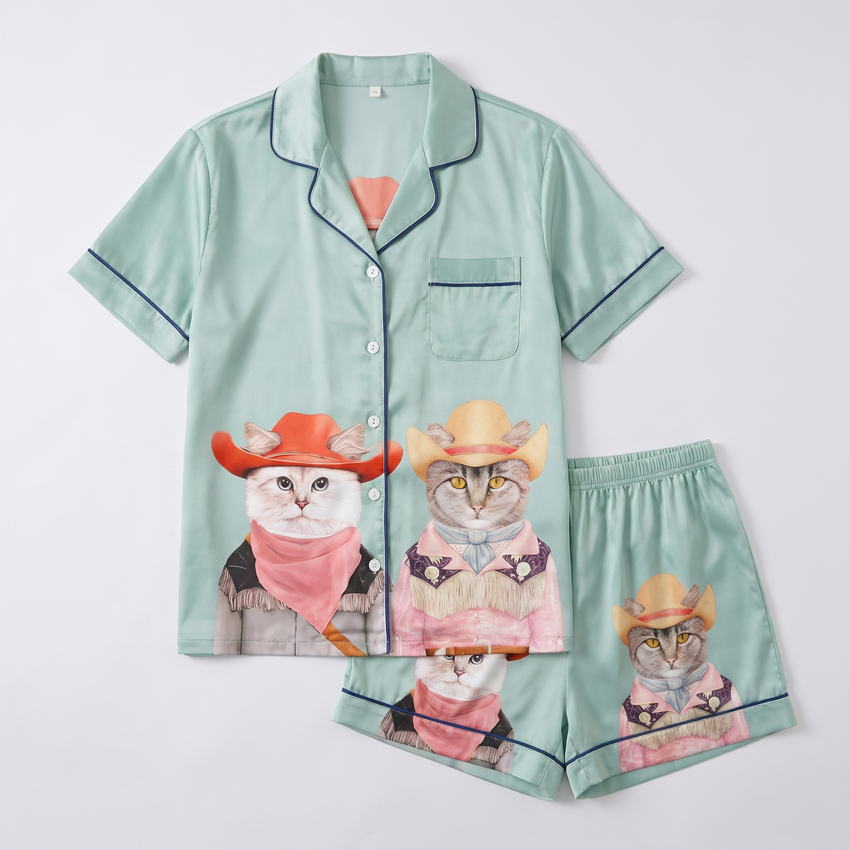 Cowpoke Kittens Women's Pajama Set - flat lay