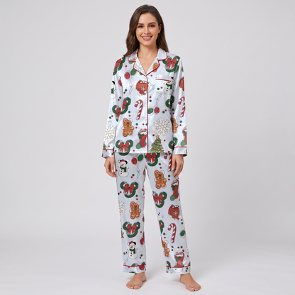 Magical Christmas Wreaths Inspired Women's Pajama Set - long sleeve and pants