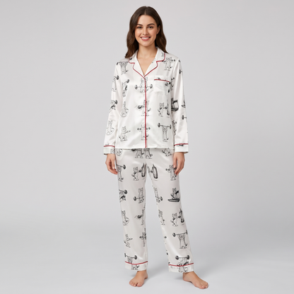 Weightlifting Cats Women's Pajama Set - long sleeve and pants