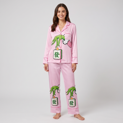 Mean One Mahjong Inspired Women's Pajama Set - long sleeve and pants