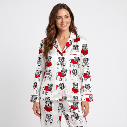 Game Day Bulldog Women's Pajama Set - long sleeve and pants