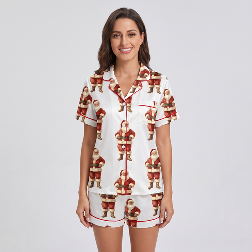 Classic St. Nick Women's Pajama Set - short sleeve and shorts