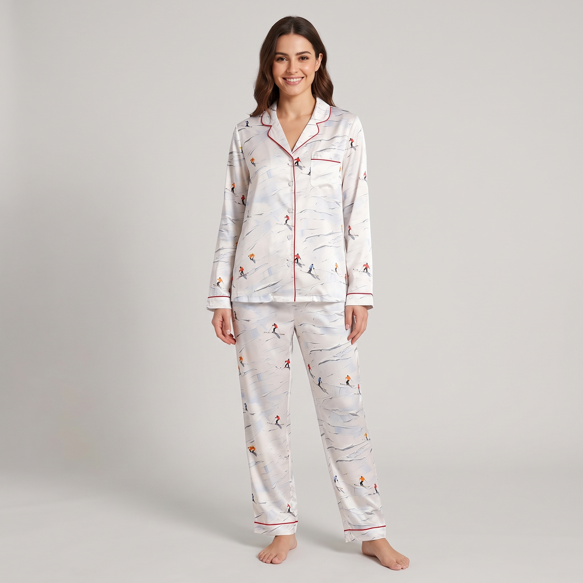 Retro Ski Slopes Women's Pajama Set - long sleeve and pants