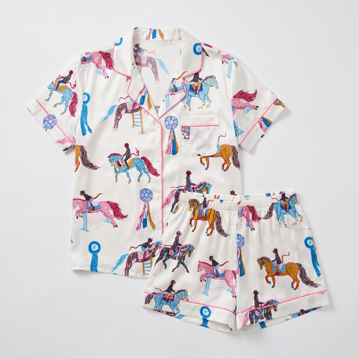 Pastel Pony Jumpers Horse Women's Pajama Set - flat lay