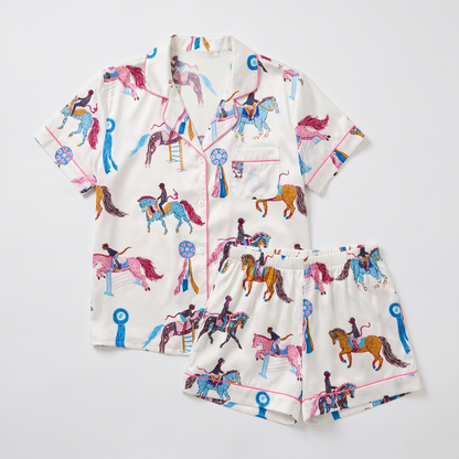 Pastel Pony Jumpers Horse Women's Pajama Set - flat lay