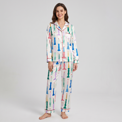 Christmas Candlesticks Women's Pajama Set - long sleeve and pants