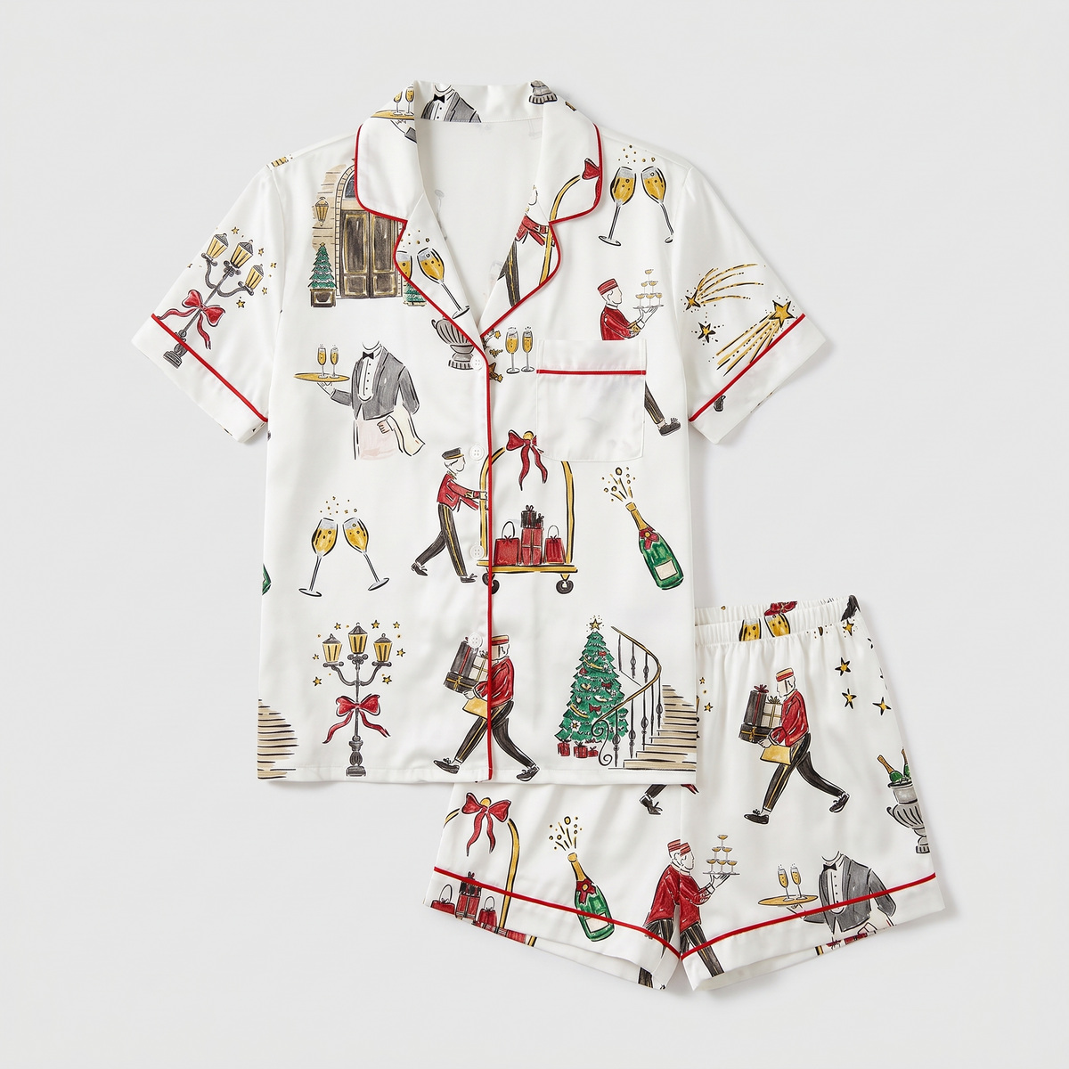 Luxury Hotel Christmas Women's Pajama Set - flat lay