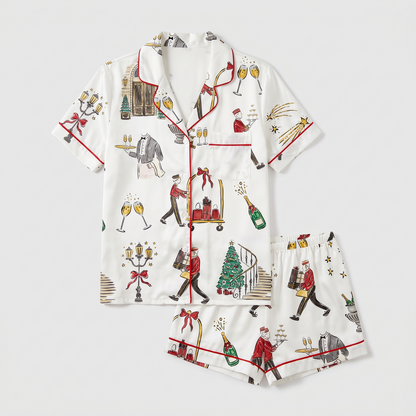 Luxury Hotel Christmas Women's Pajama Set - flat lay
