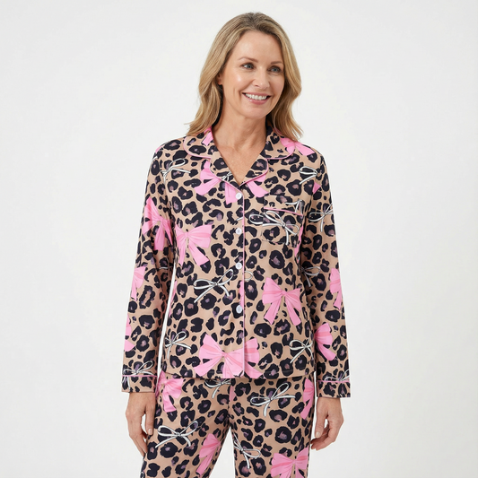 Valentine's Day Leopard Bows Women's Pajama Set