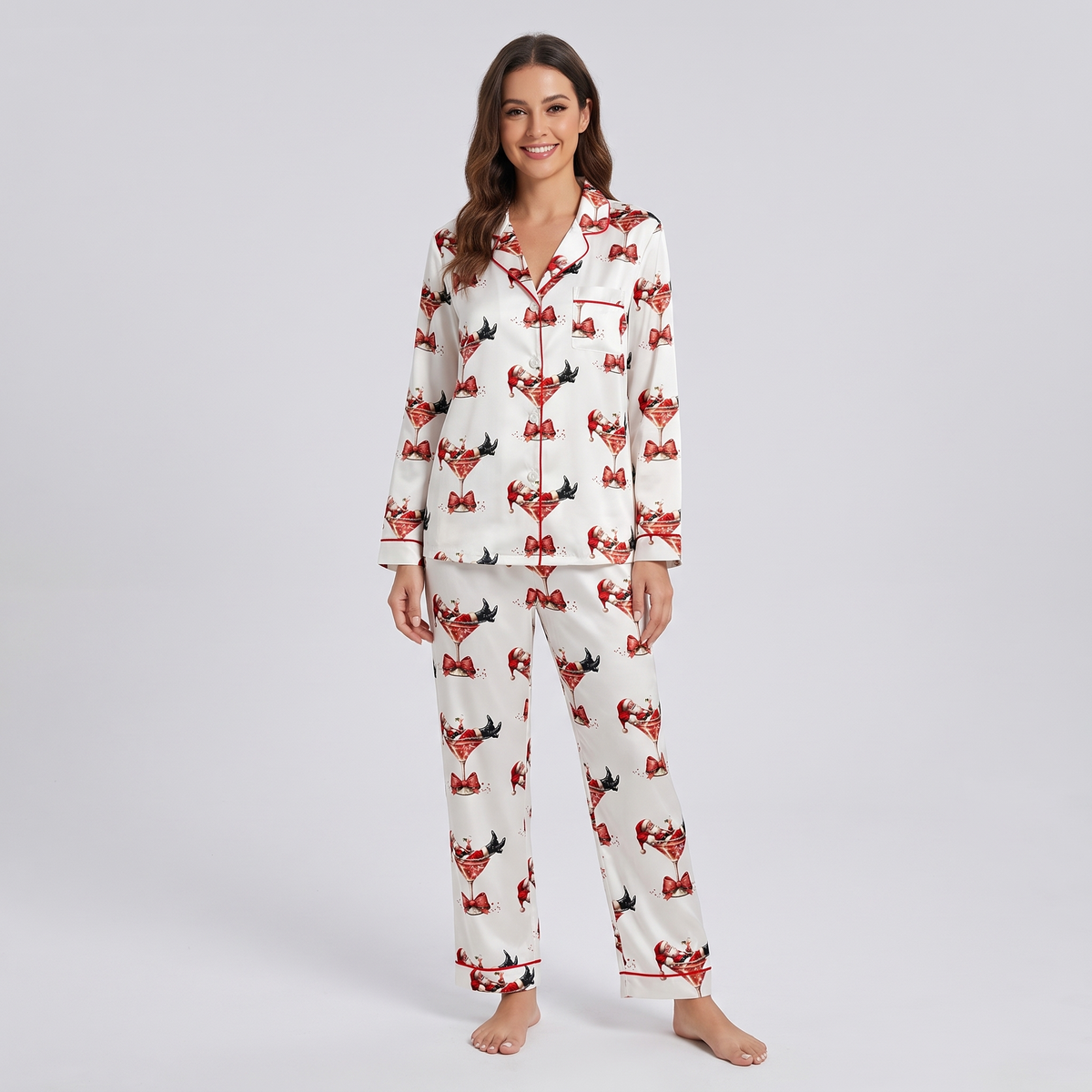 Santa's Hot Mess Women's Pajama Set - long sleeve and pants