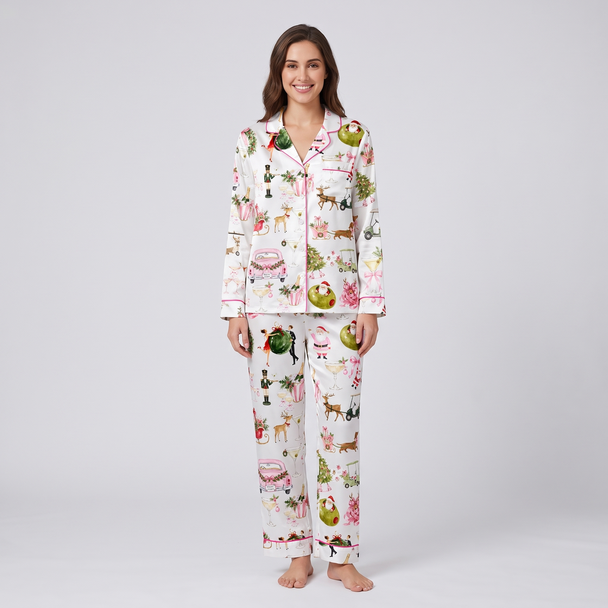 Social Club Christmas Women's Pajama Set - long sleeve and pants