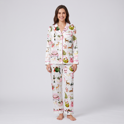 Social Club Christmas Women's Pajama Set - long sleeve and pants