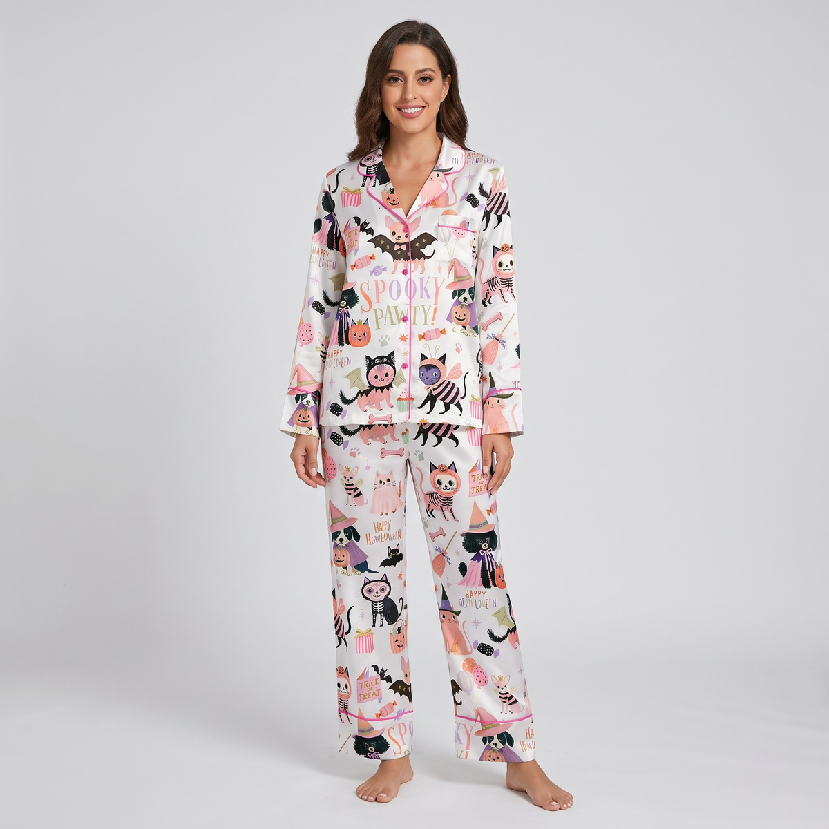 Spooky Pawty Women's Pajama Set - long sleeve and pants