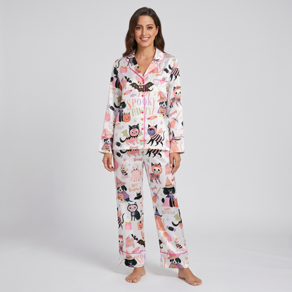 Spooky Pawty Women's Pajama Set - long sleeve and pants