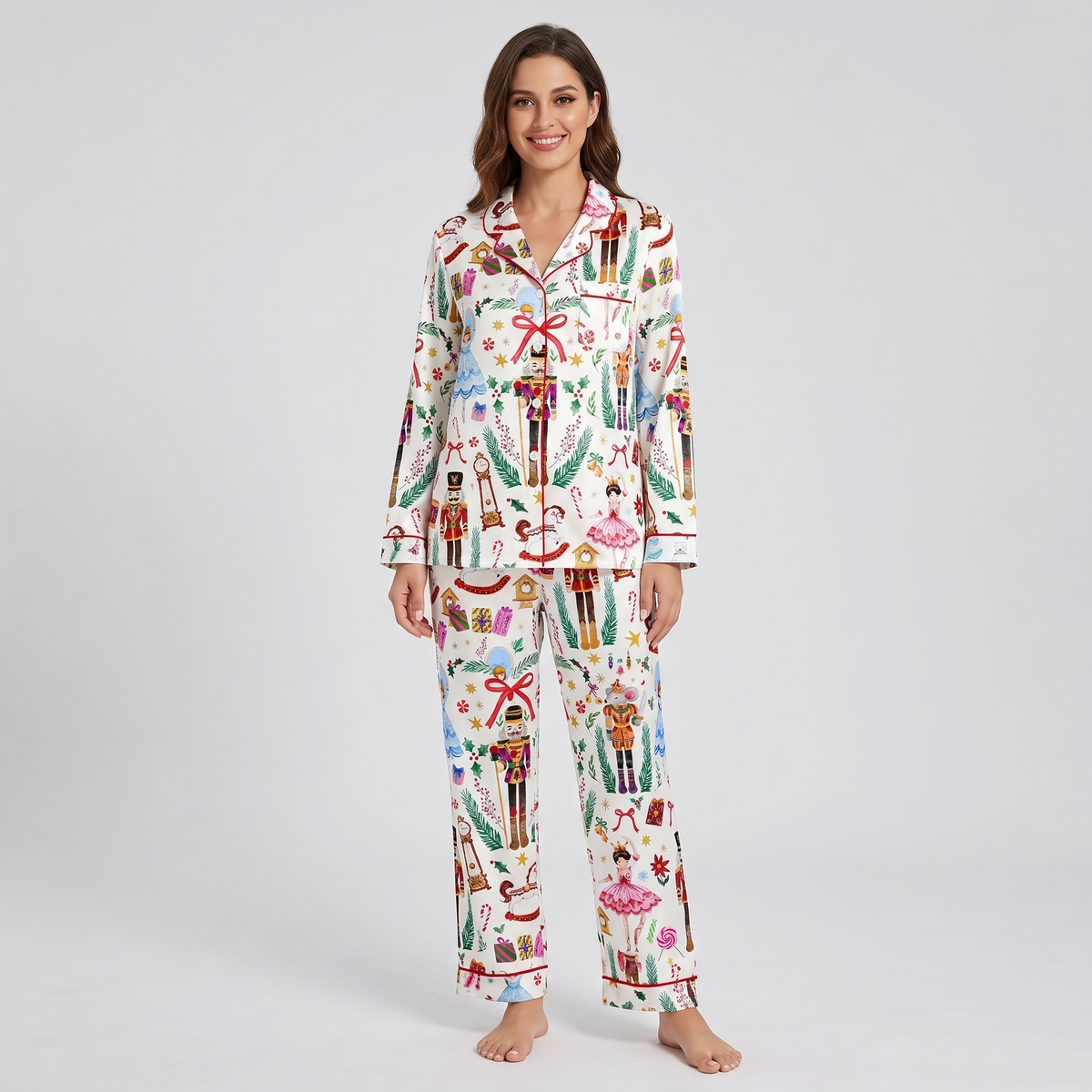 Vintage Nutcracker Party Women's Pajama Set - long sleeve and pants