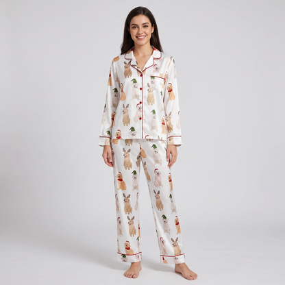 Retrievers In Antlers Women's Pajama Set - long sleeve and pants