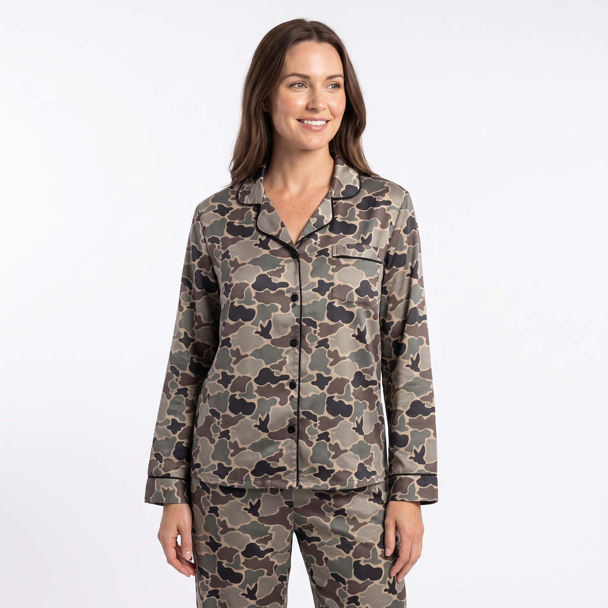 Duck Season Camo Women's Pajama Set - Old School Duck Camo - long sleeve and pants