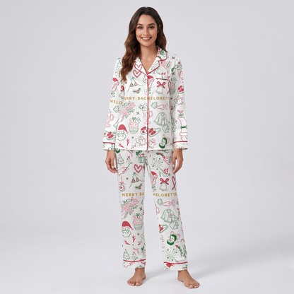 Merry Bachelorette Women's Pajama Set - long sleeve and pants