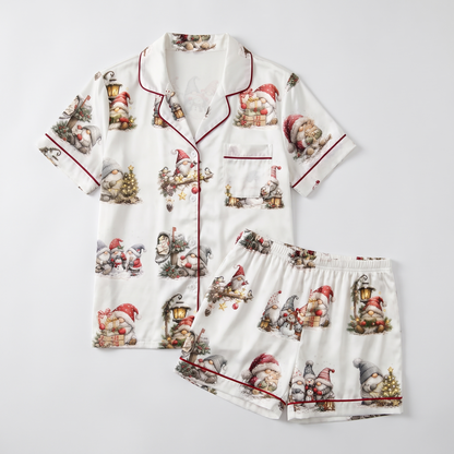 Little Gnomes & Santa Women's Pajama Set - flat lay