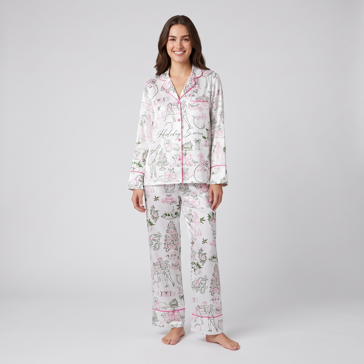 Soirée Cocktail Party Women's Pajama Set - long sleeve and pants