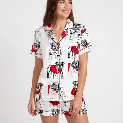 Game Day Bulldog Women's Pajama Set - short sleeve and shorts