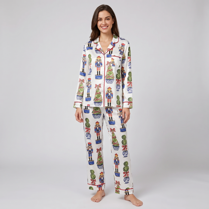 Topiary & Nutcracker Women's Pajama Set - long sleeve and pants