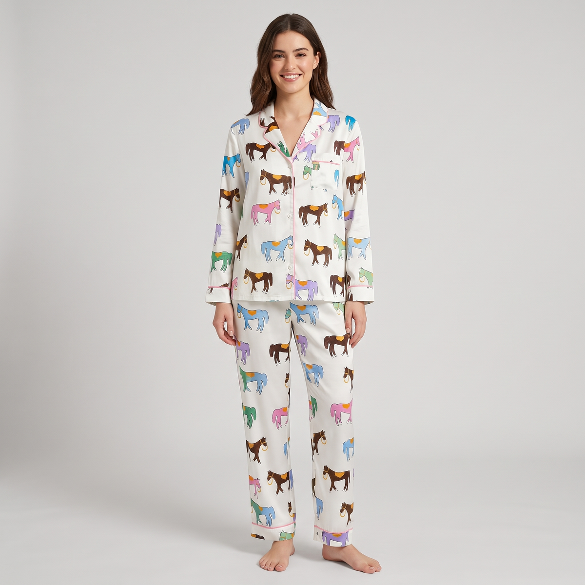 Rainbow Toy Pony Horse Women's Pajama Set - long sleeve and pants