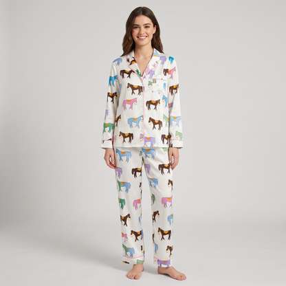 Rainbow Toy Pony Horse Women's Pajama Set - long sleeve and pants
