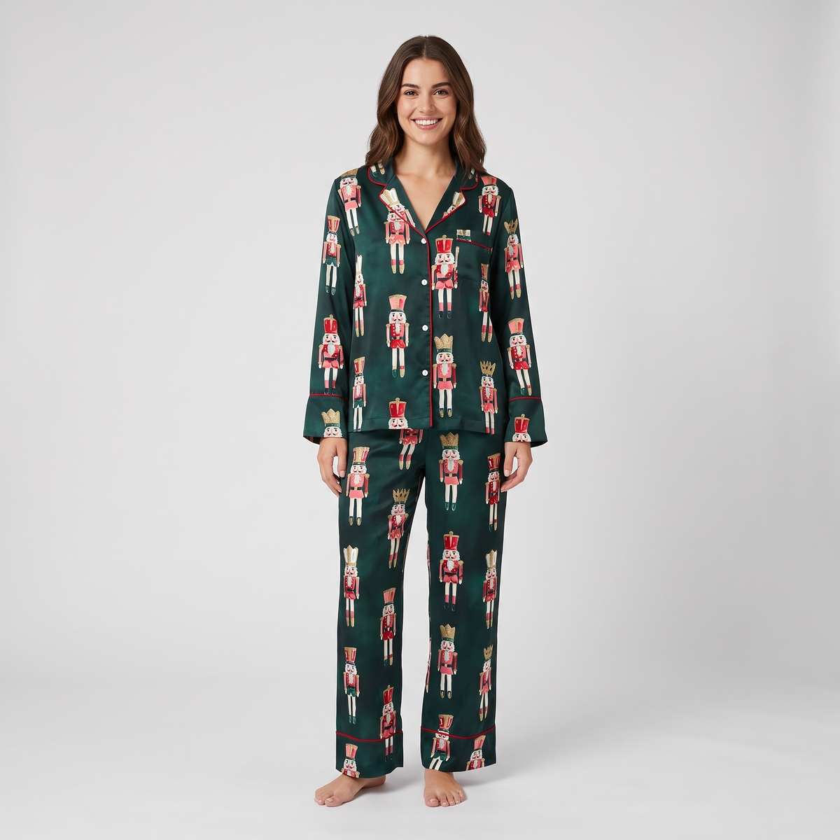 Emerald Nutcracker Women's Pajama Set - long sleeve and pants
