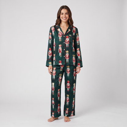 Emerald Nutcracker Women's Pajama Set - long sleeve and pants