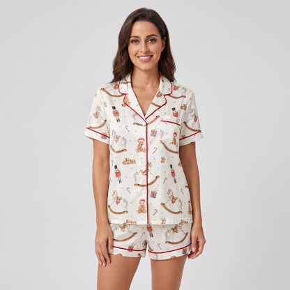 Toy Horse & Teddy Women's Pajama Set - short sleeve and shorts