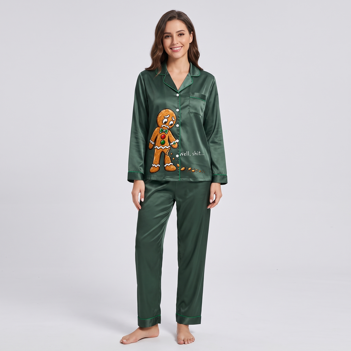 Oh Snap Gingerbread Women's Pajama Set - long sleeve and pants
