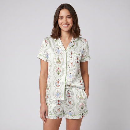 Fancy Nutcracker Frames Women's Pajama Set - short sleeve and shorts