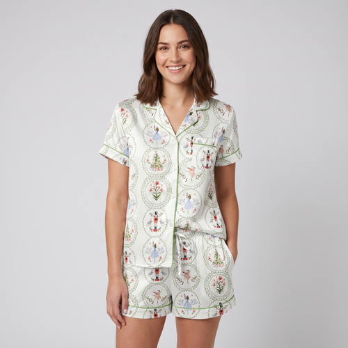 Fancy Nutcracker Frames Women's Pajama Set - short sleeve and shorts