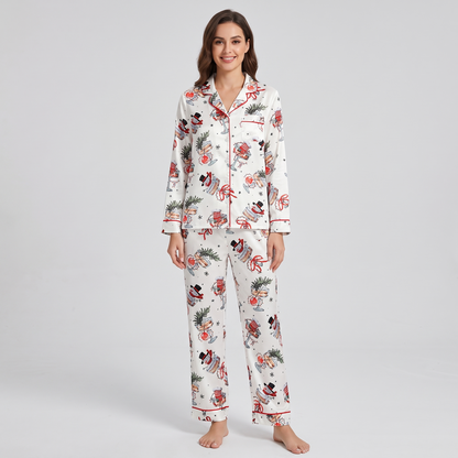 Snowman Cheers Women's Pajama Set - long sleeve and pants