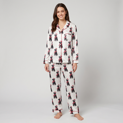 Christmas Black Lab Women's Pajama Set - long sleeve and pants