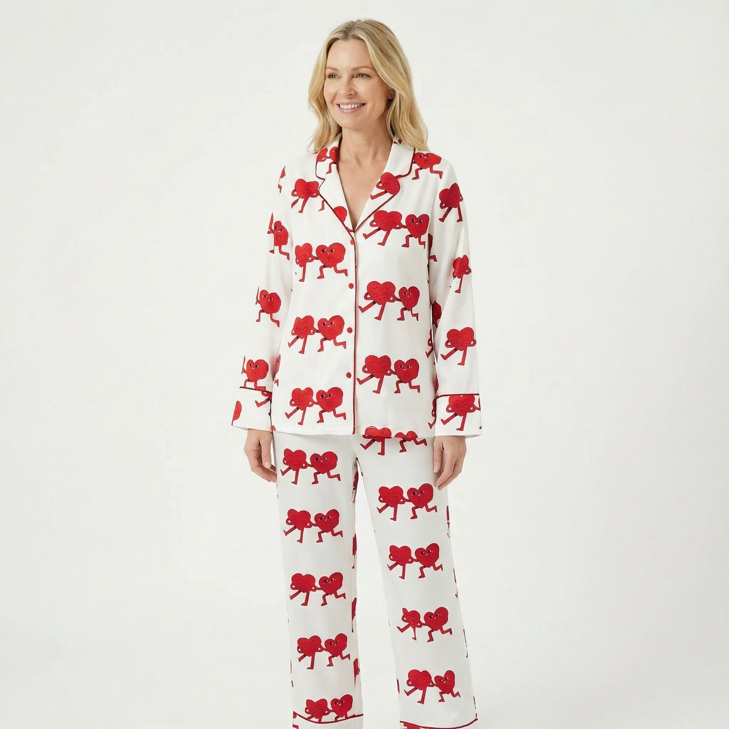 Valentine's Day Retro Dancing Hearts Women's Pajama Set