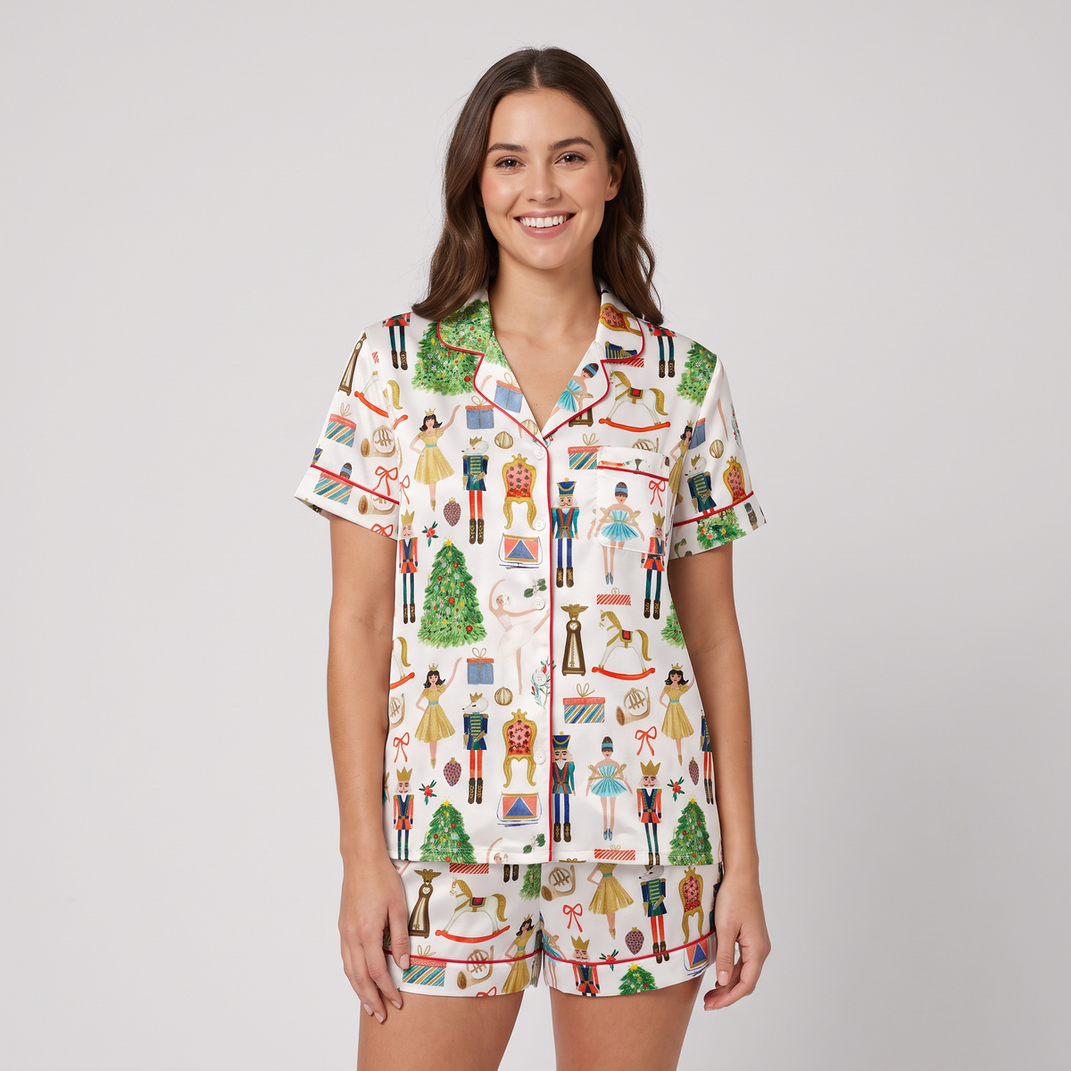 Midnight Nutcracker Women's Pajama Set - short sleeve and shorts