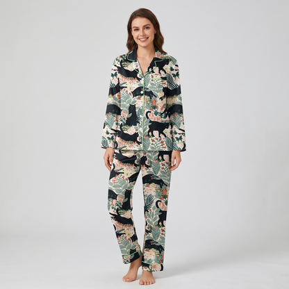 Garden Black Cats Women's Pajama Set - long sleeve and pants