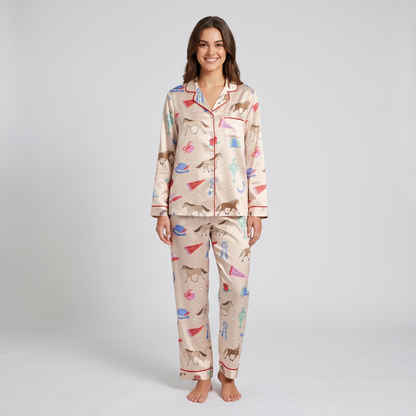 Pennant Parade Horses Women's Pajama Set - long sleeve and pants