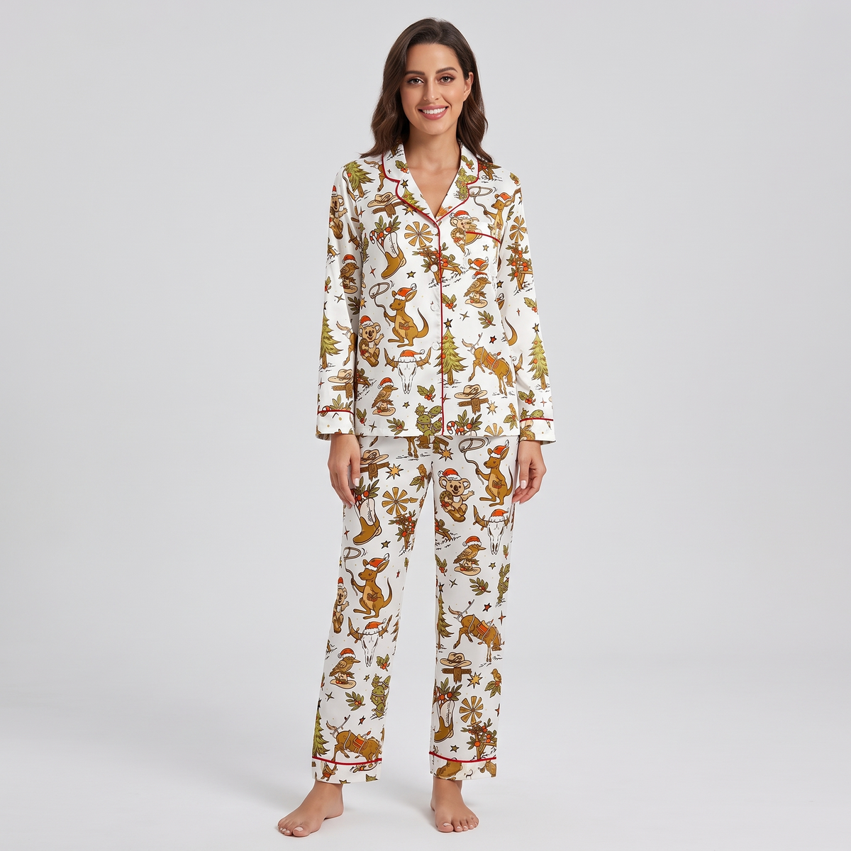 Aussie Country Christmas Women's Pajama Set - long sleeve and pants