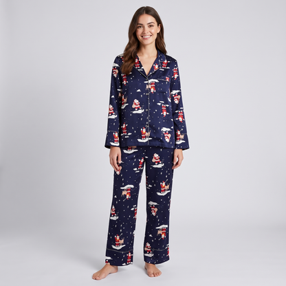 Midnight Santa Women's Pajama Set - long sleeve and pants
