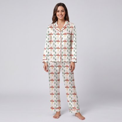 Howdy Cowboy Christmas Women's Pajama Set - long sleeve and pants