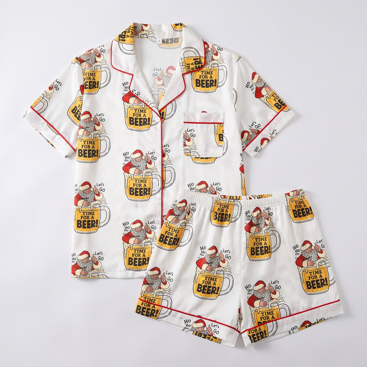 Beer Santa Women's Pajama Set - flat lay