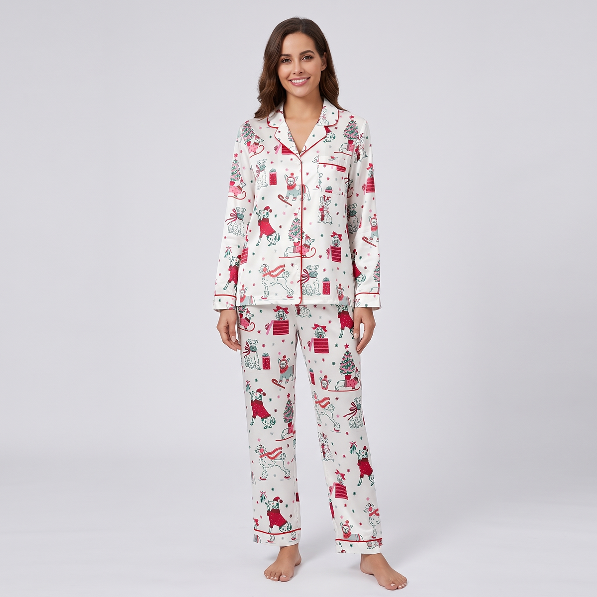 Dog Lover's Christmas Women's Pajama Set - long sleeve and pants