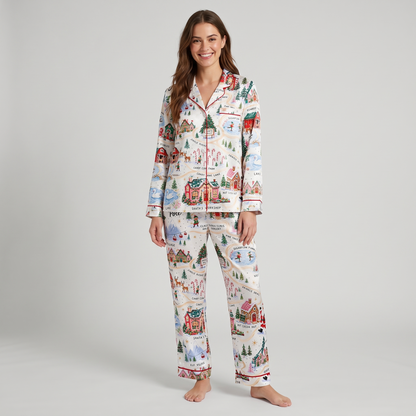 Road To The North Pole Women's Pajama Set - long sleeve and pants