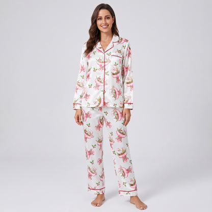 Mahjong Cocktail Party Women's Pajama Set - long sleeve and pants